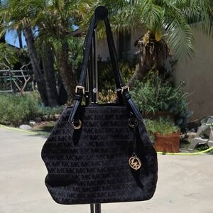 Michael Kors Black Shoulder Bag with Gold Hardware